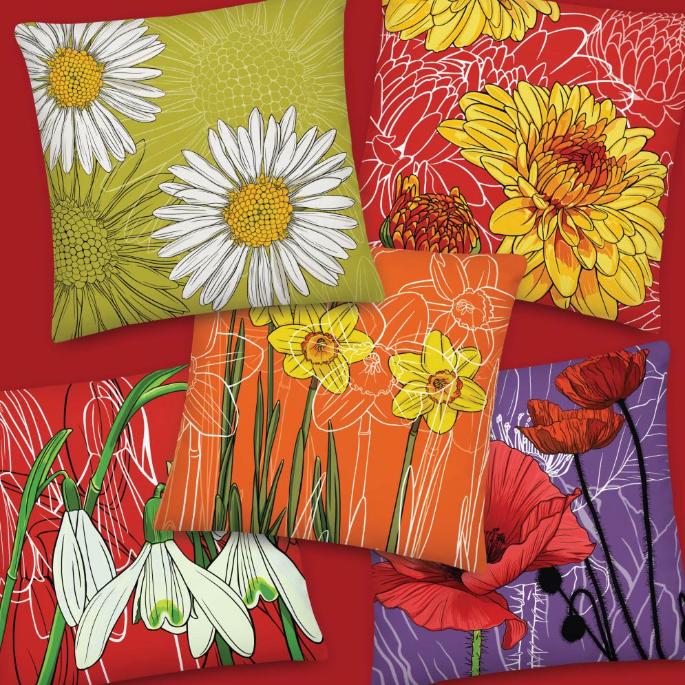Colorful Birth Month Flower Pillows