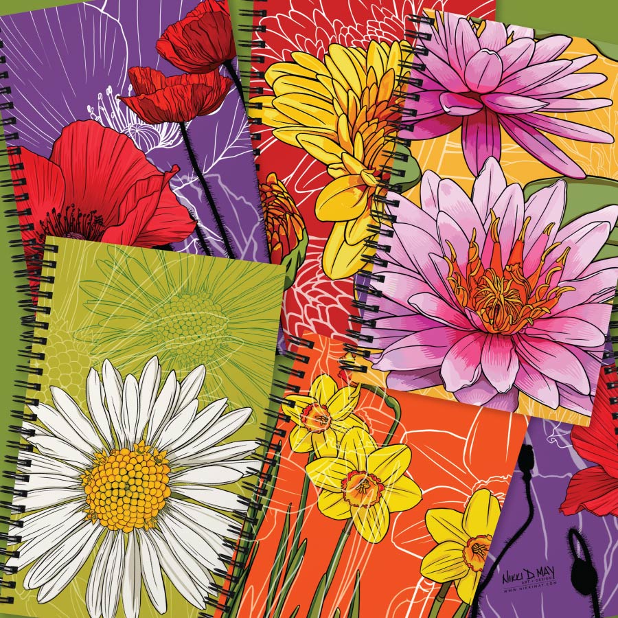 Birth Month Flower Spiral Notebooks