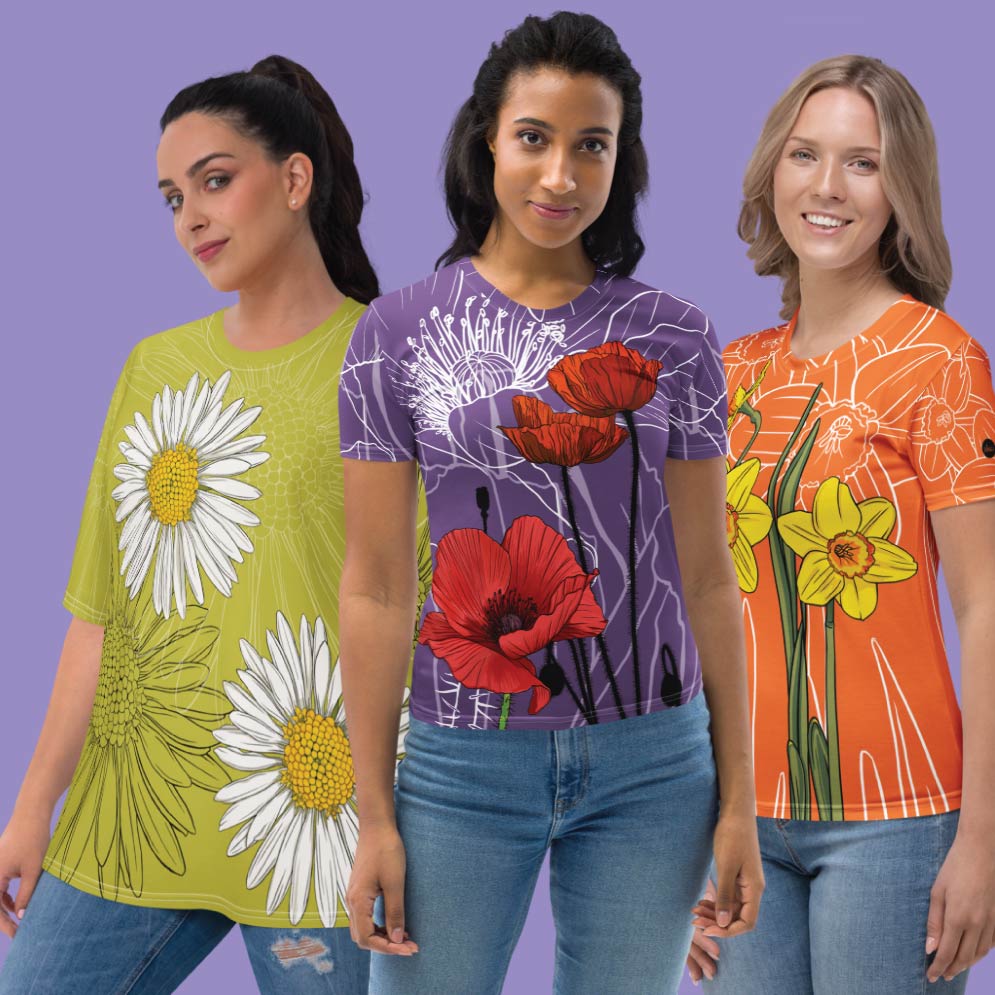 Birth Month Flowers All Over Print Tshirts