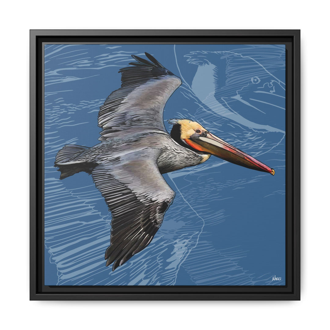 Brown Pelican: Louisiana State Bird  —  Framed Canvas Print