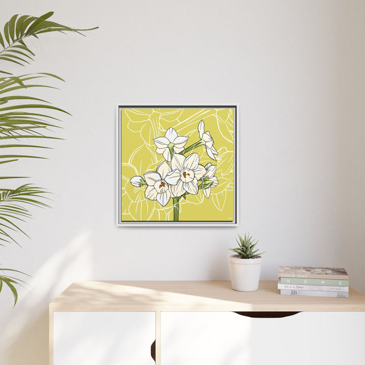 Paperwhite: December Birth Month Flower — Framed Canvas Print Wall Art