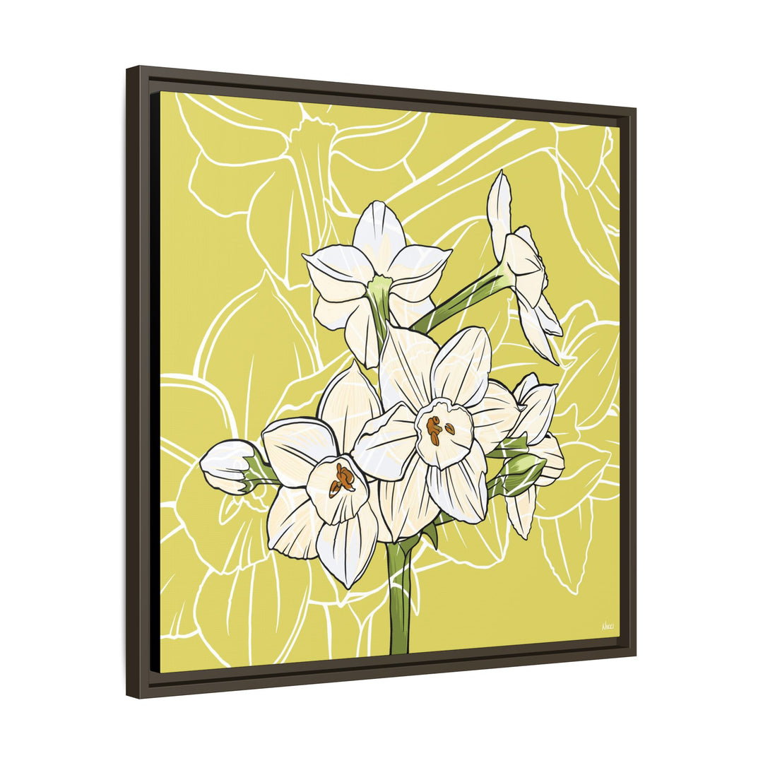 Paperwhite: December Birth Month Flower — Framed Canvas Print Wall Art
