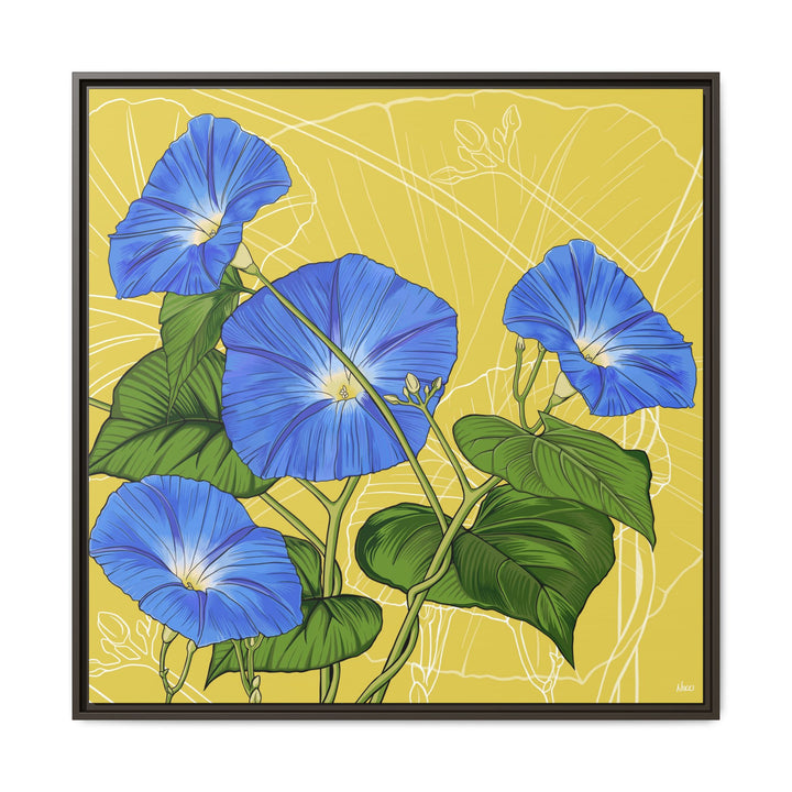 Blue Morning Glory: September Birth Month Flower — Framed Canvas Print Wall Art