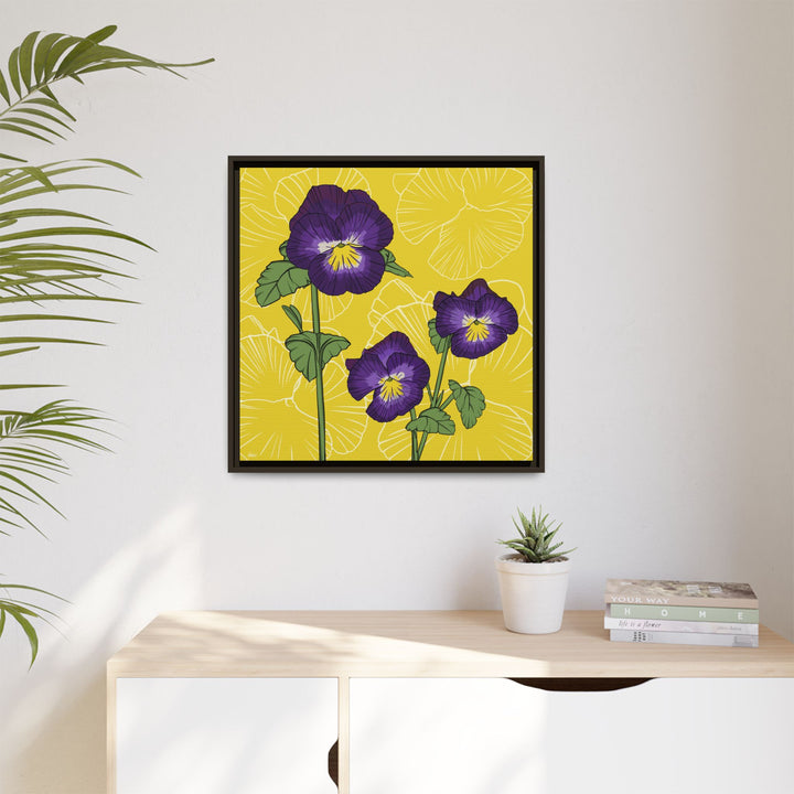 Violet: February Birth Month Flower — Framed Canvas Print Wall Art