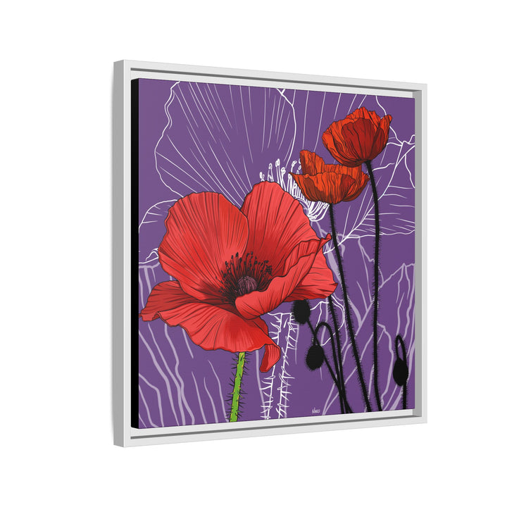 Poppy: August Birth Month Flower — Framed Canvas Print Wall Art