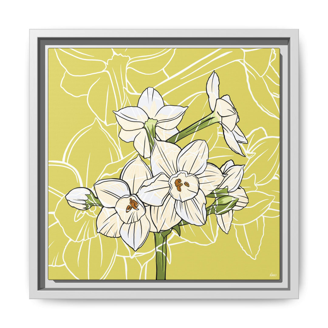 Paperwhite: December Birth Month Flower — Framed Canvas Print Wall Art
