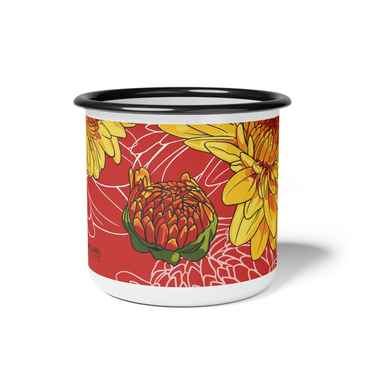 Chrysanthemum Enamel Camp Mug — November Birth Month Flower