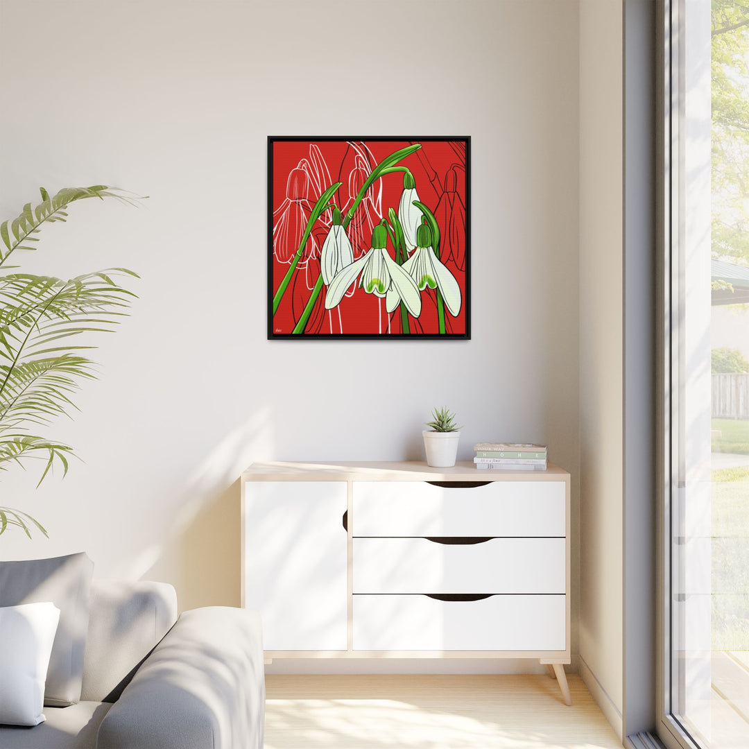 Snowdrop: January Birth Month Flower — Framed Canvas Print Wall Art