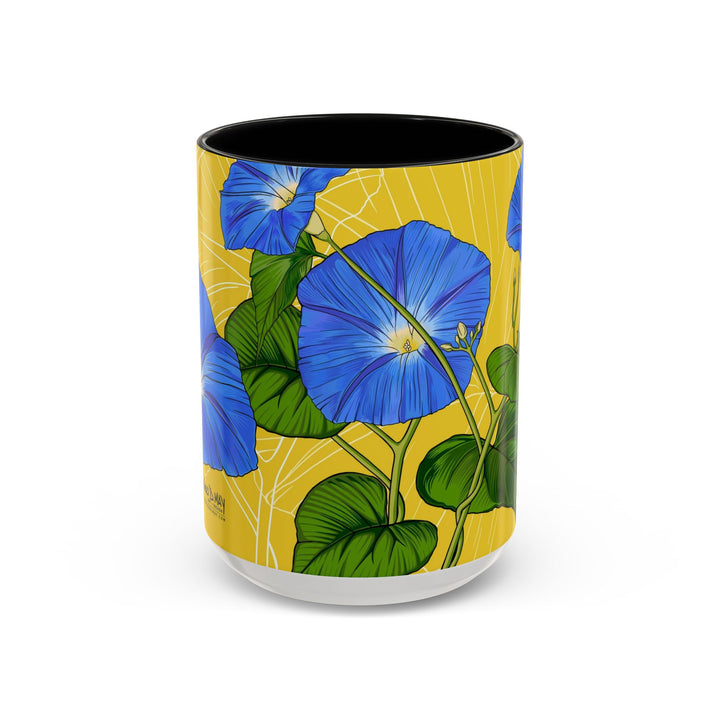 Blue Morning Glory Ceramic Coffee Mug — September Birth Month Flower