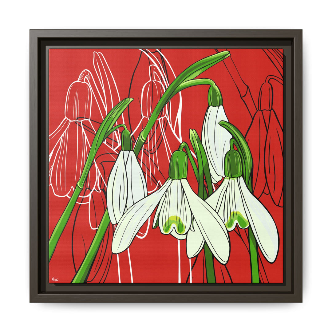 Snowdrop: January Birth Month Flower — Framed Canvas Print Wall Art