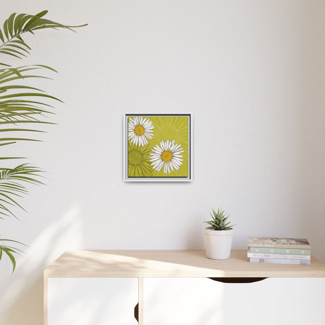 Daisy: April Birth Month Flower — Framed Canvas Print Wall Art