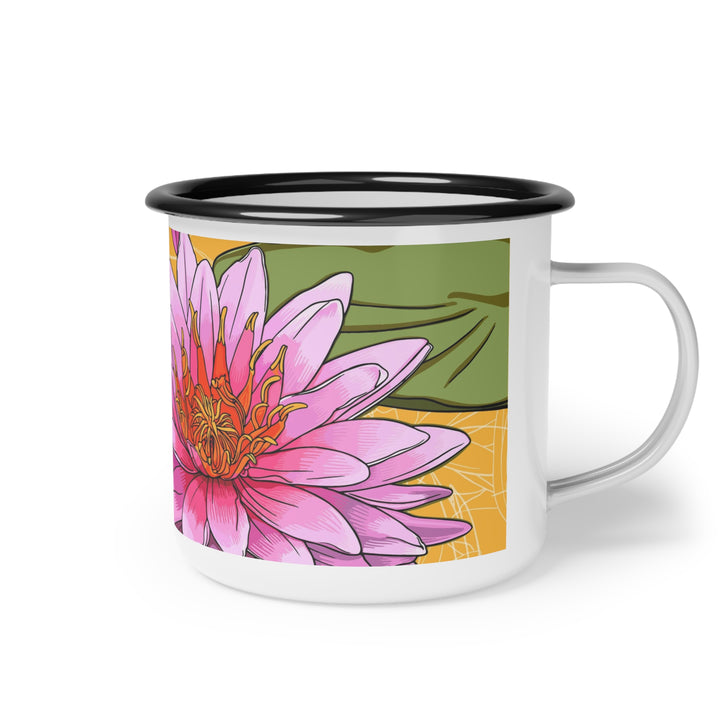 Water Lily Enamel Camp Mug — July Birth Month Flower