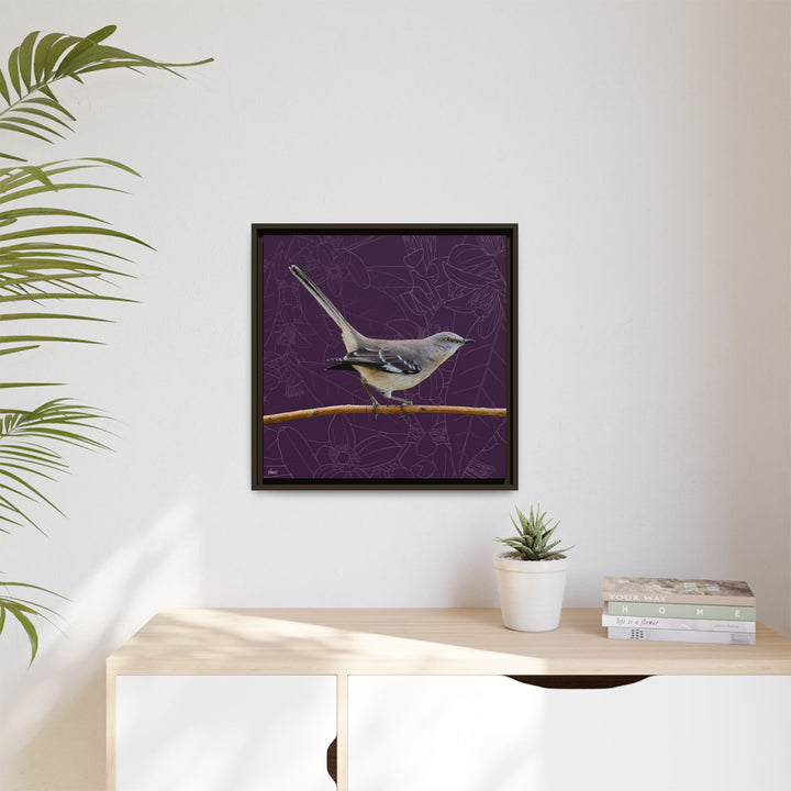 Northern Mockingbird: Florida State Bird — Framed Canvas Print Wall Art