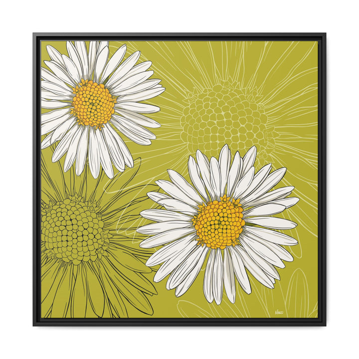 Daisy: April Birth Month Flower — Framed Canvas Print Wall Art