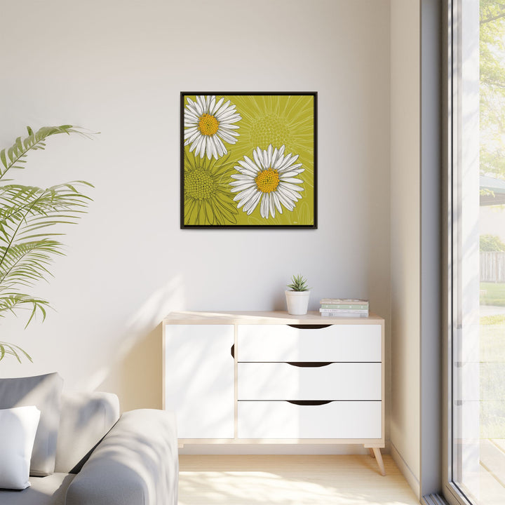 Daisy: April Birth Month Flower — Framed Canvas Print Wall Art
