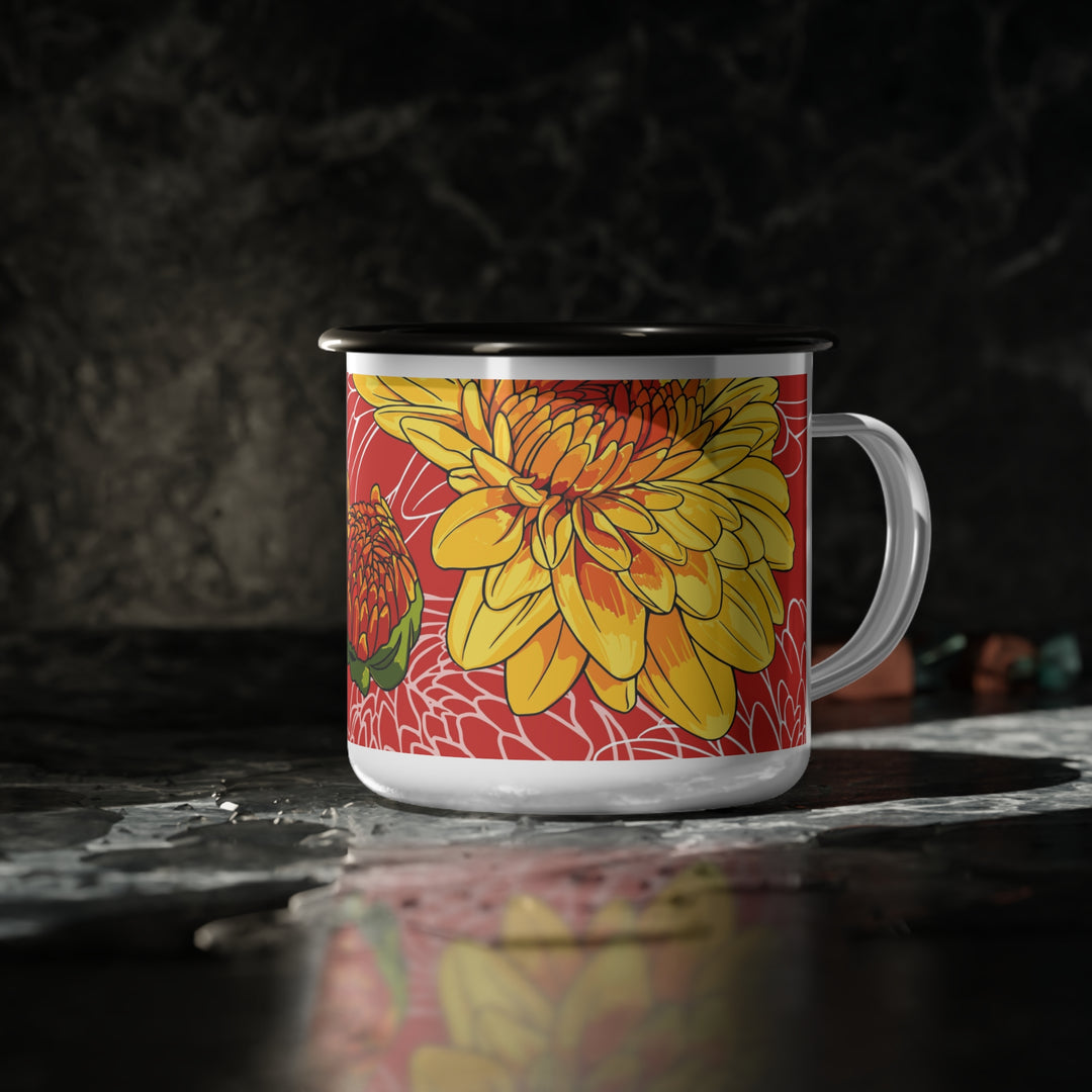 Chrysanthemum Enamel Camp Mug — November Birth Month Flower