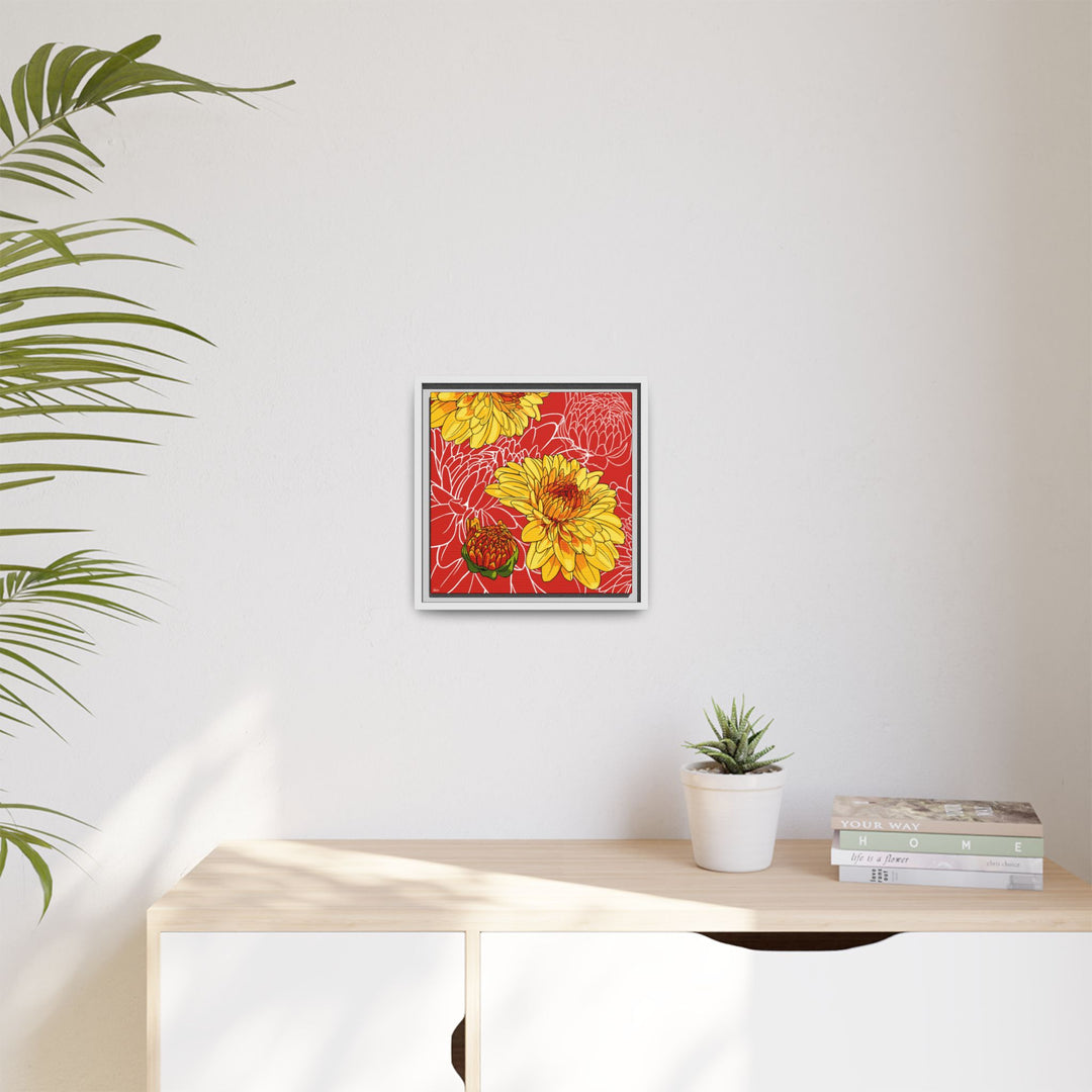Chrysanthemum: November Birth Month Flower — Framed Canvas Print Wall Art