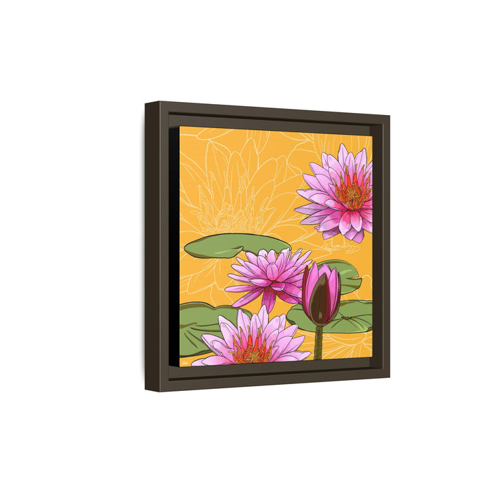 Water Lily: July Birth Month Flower — Framed Canvas Print Wall Art