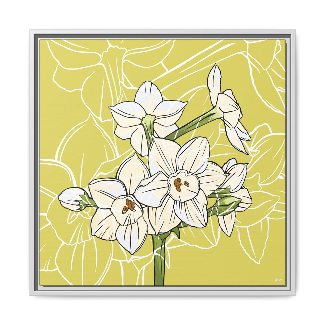 Paperwhite: December Birth Month Flower — Framed Canvas Print Wall Art