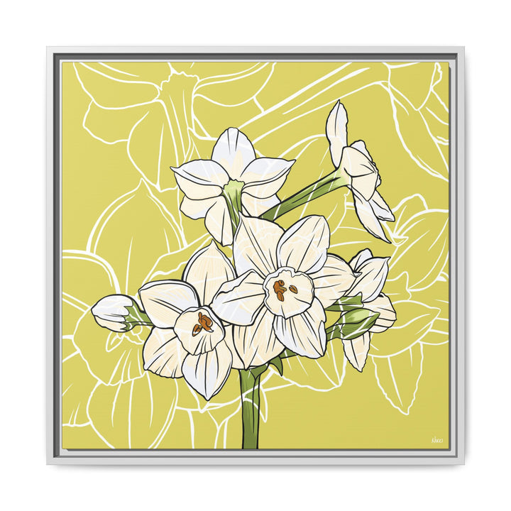 Paperwhite: December Birth Month Flower — Framed Canvas Print Wall Art