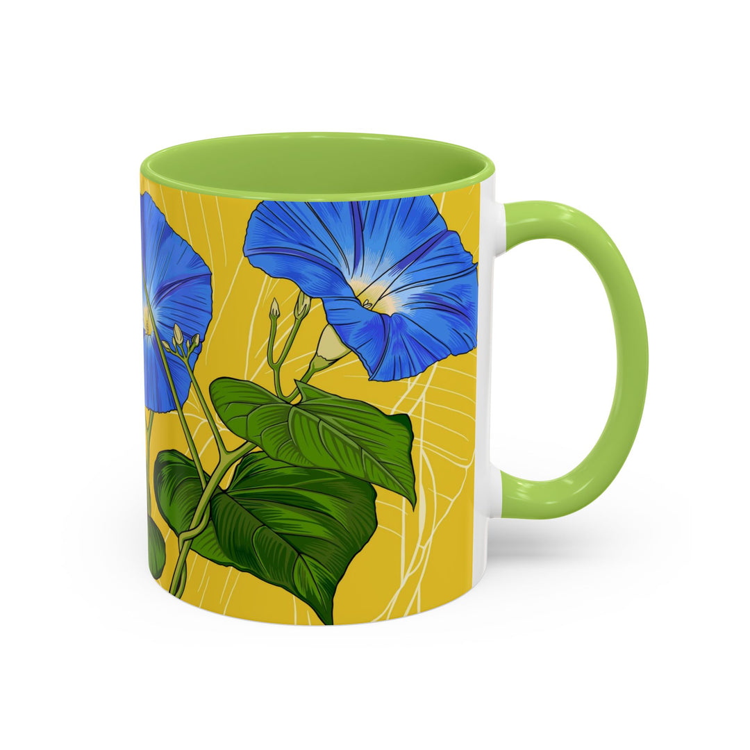 Blue Morning Glory Ceramic Coffee Mug — September Birth Month Flower