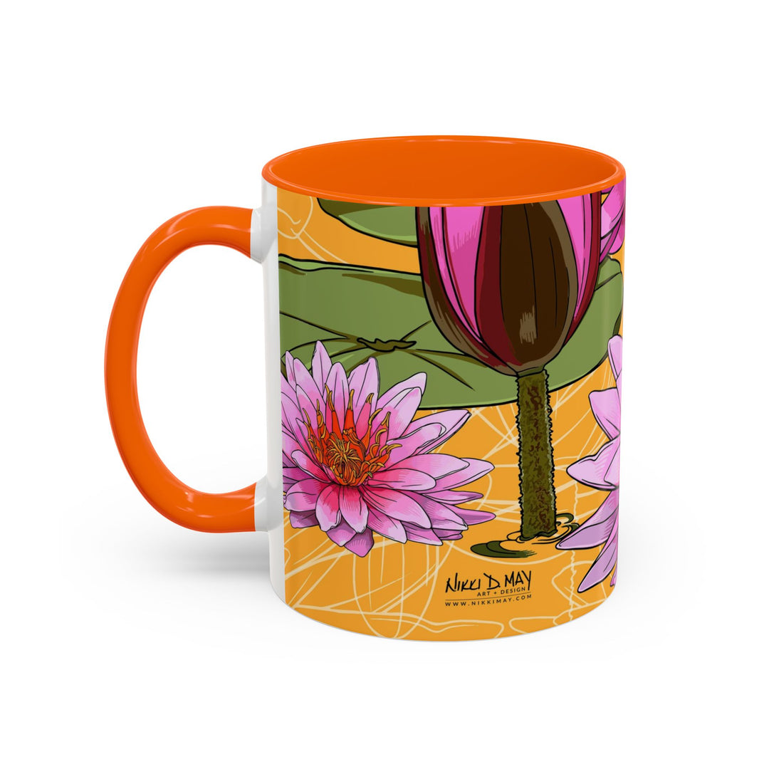 Pink Water Lily Ceramic Coffee Mug – July Birth Month Flower