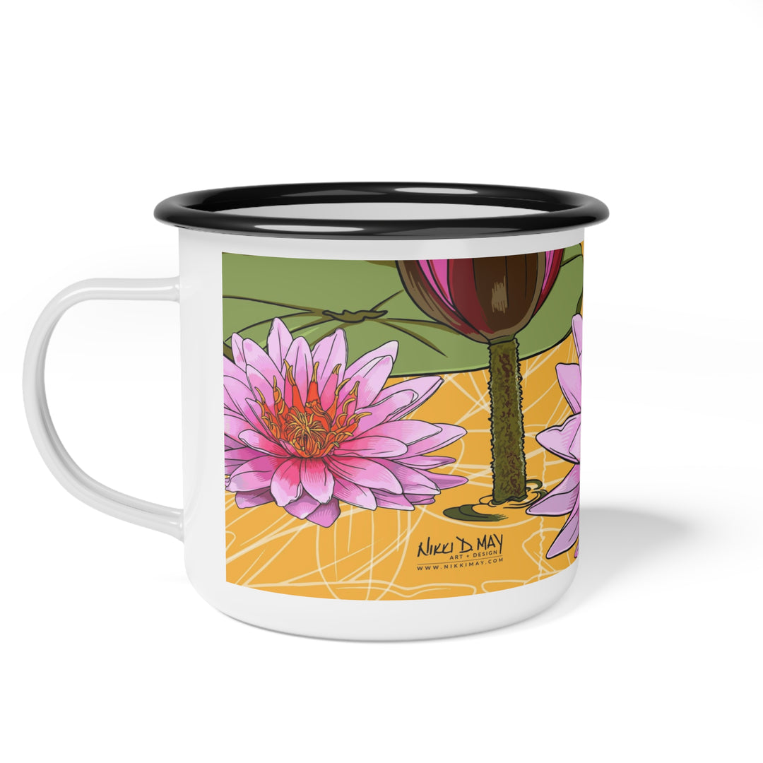 Water Lily Enamel Camp Mug — July Birth Month Flower