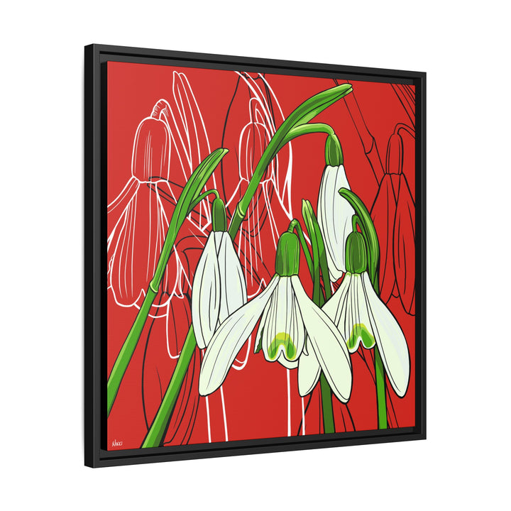 Snowdrop: January Birth Month Flower — Framed Canvas Print Wall Art