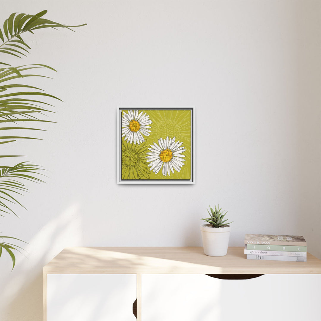 Daisy: April Birth Month Flower — Framed Canvas Print Wall Art