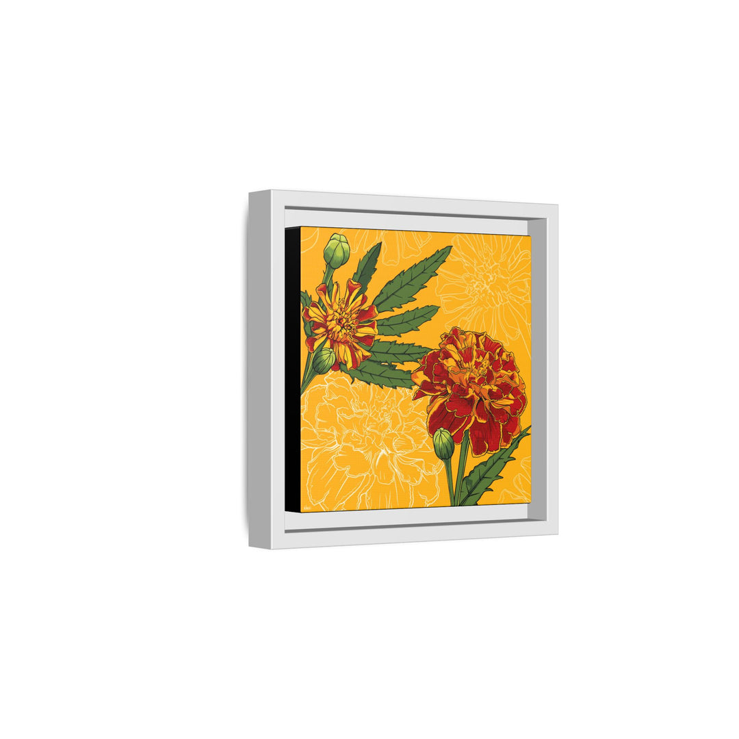 Marigold: October Birth Month Flower — Framed Canvas Print Wall Art