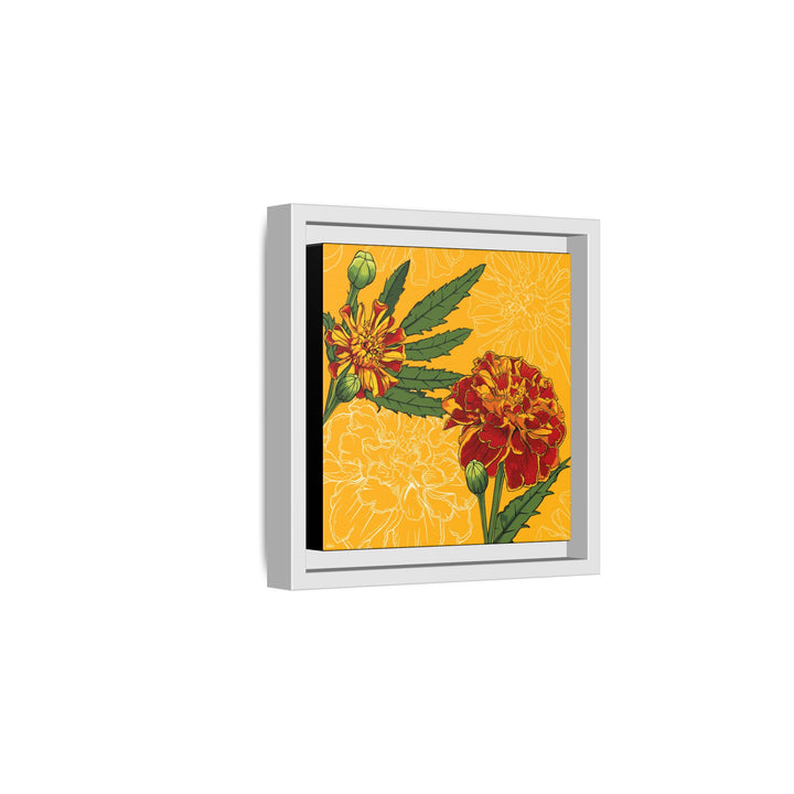 Marigold: October Birth Month Flower — Framed Canvas Print Wall Art