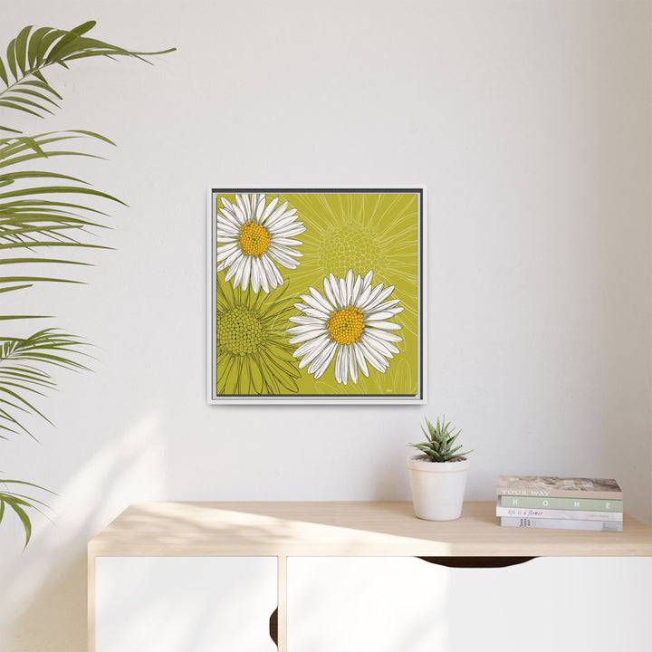 Daisy: April Birth Month Flower — Framed Canvas Print Wall Art