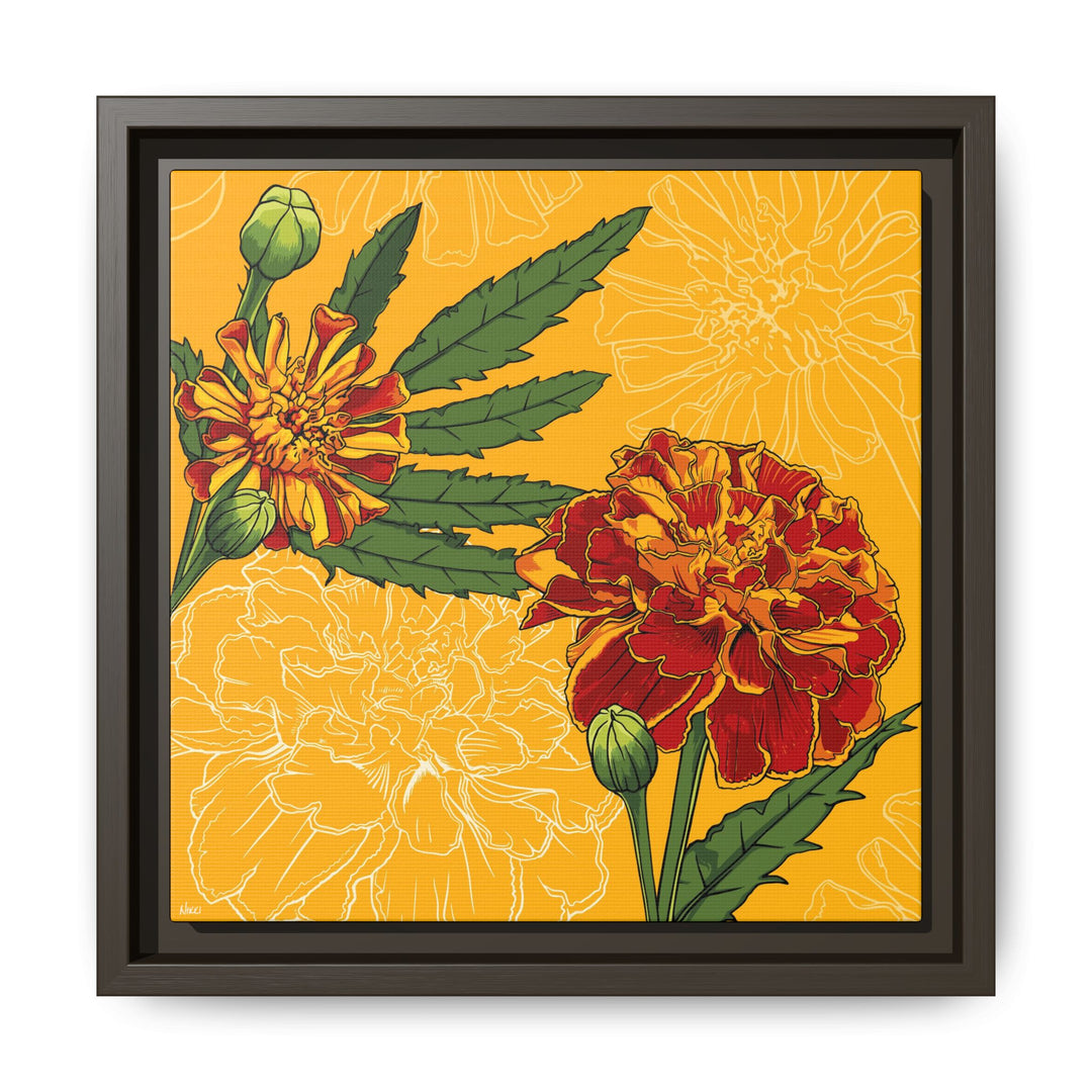Marigold: October Birth Month Flower — Framed Canvas Print Wall Art