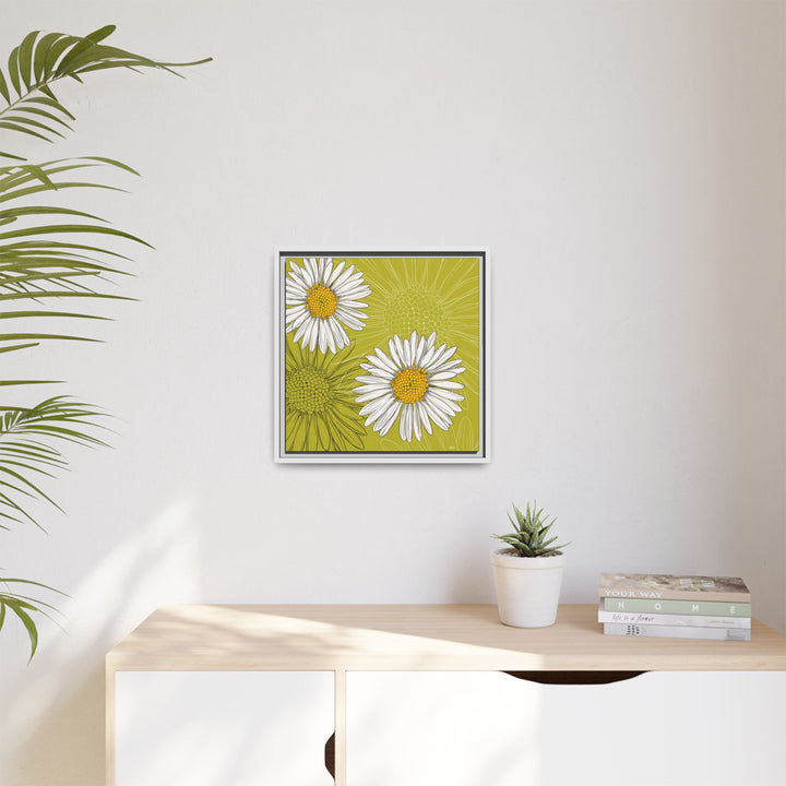 Daisy: April Birth Month Flower — Framed Canvas Print Wall Art