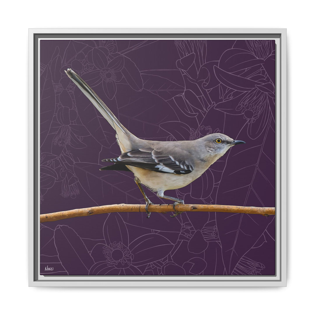 Northern Mockingbird: Florida State Bird — Framed Canvas Print Wall Art