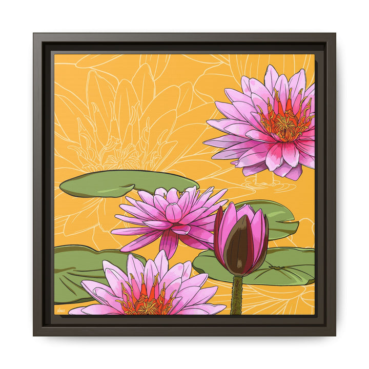 Water Lily: July Birth Month Flower — Framed Canvas Print Wall Art