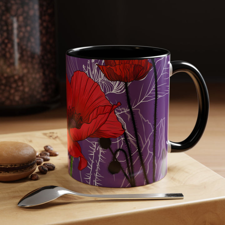 Poppy Ceramic Coffee Mug — August Birth Month Flower
