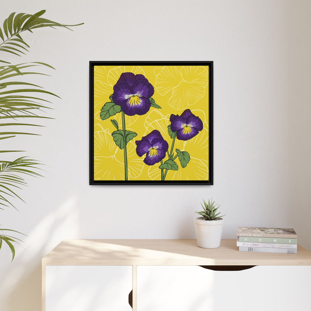 Violet: February Birth Month Flower — Framed Canvas Print Wall Art