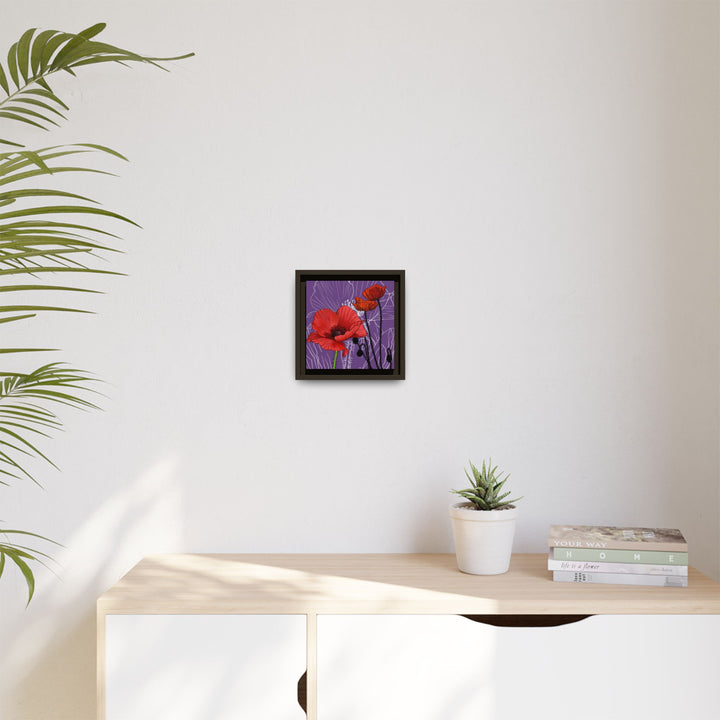 Poppy: August Birth Month Flower — Framed Canvas Print Wall Art