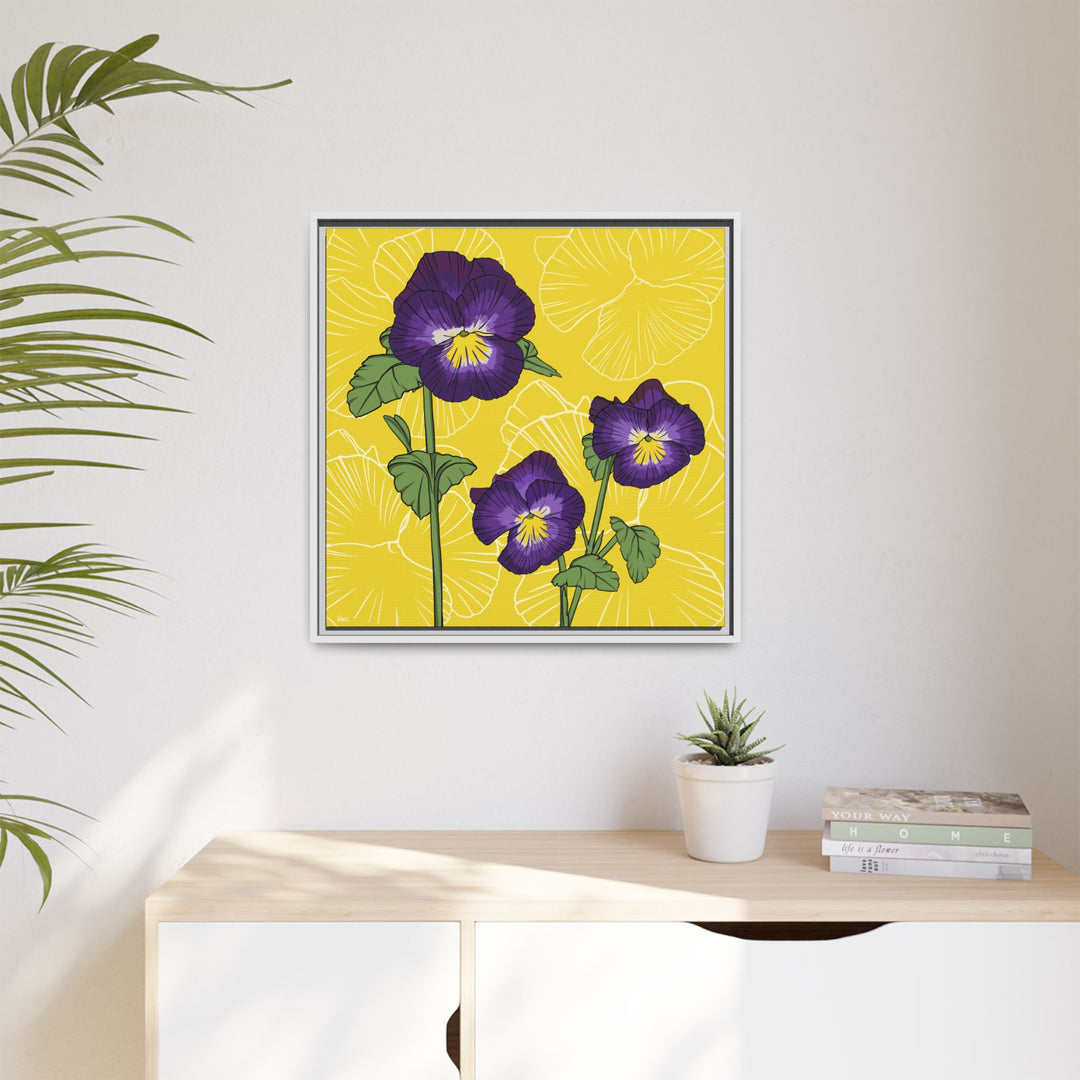 Violet: February Birth Month Flower — Framed Canvas Print Wall Art