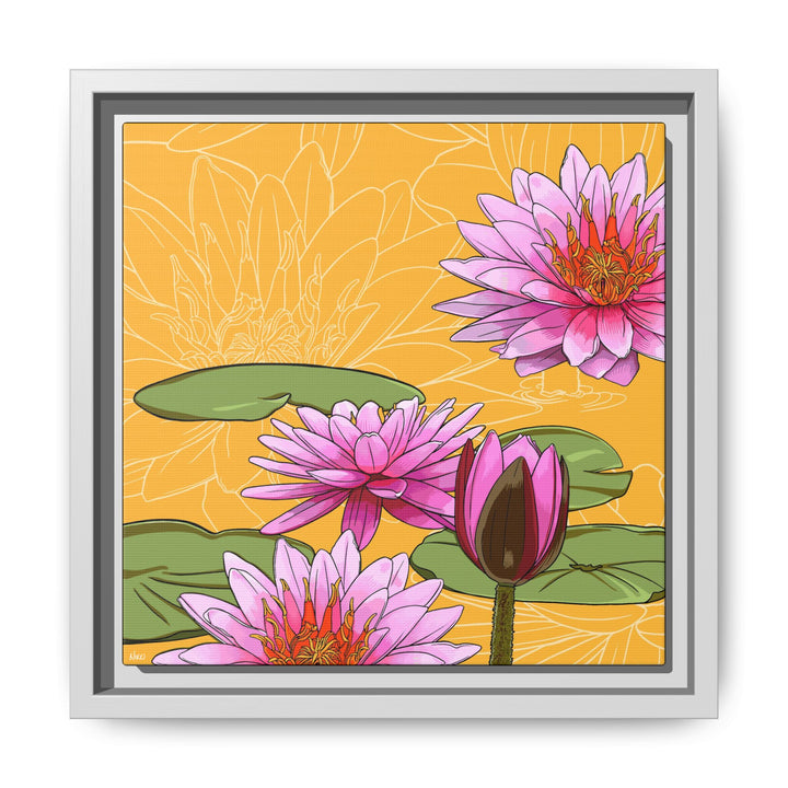 Water Lily: July Birth Month Flower — Framed Canvas Print Wall Art