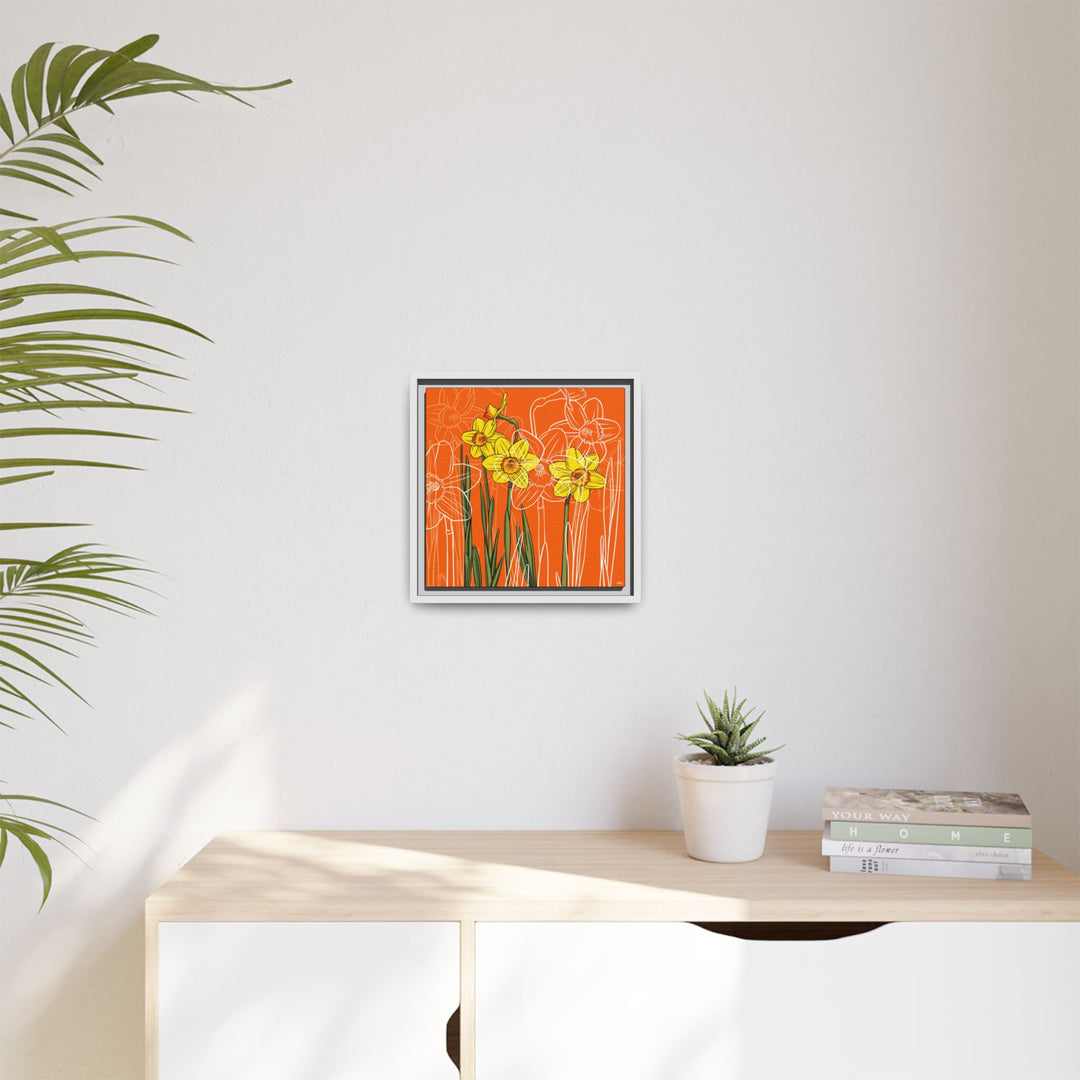 Daffodil: March Birth Month Flower — Framed Canvas Print Wall Art
