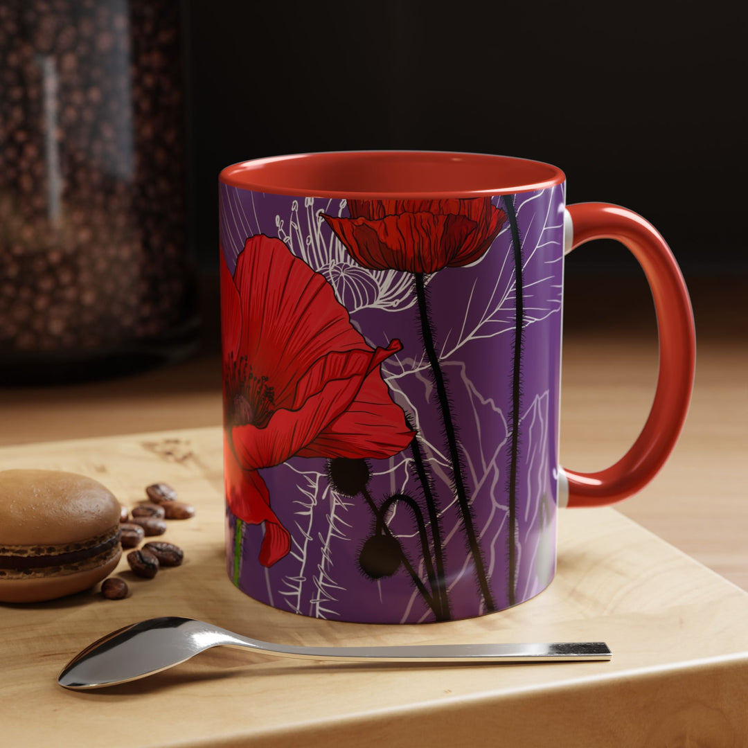 Poppy Ceramic Coffee Mug — August Birth Month Flower