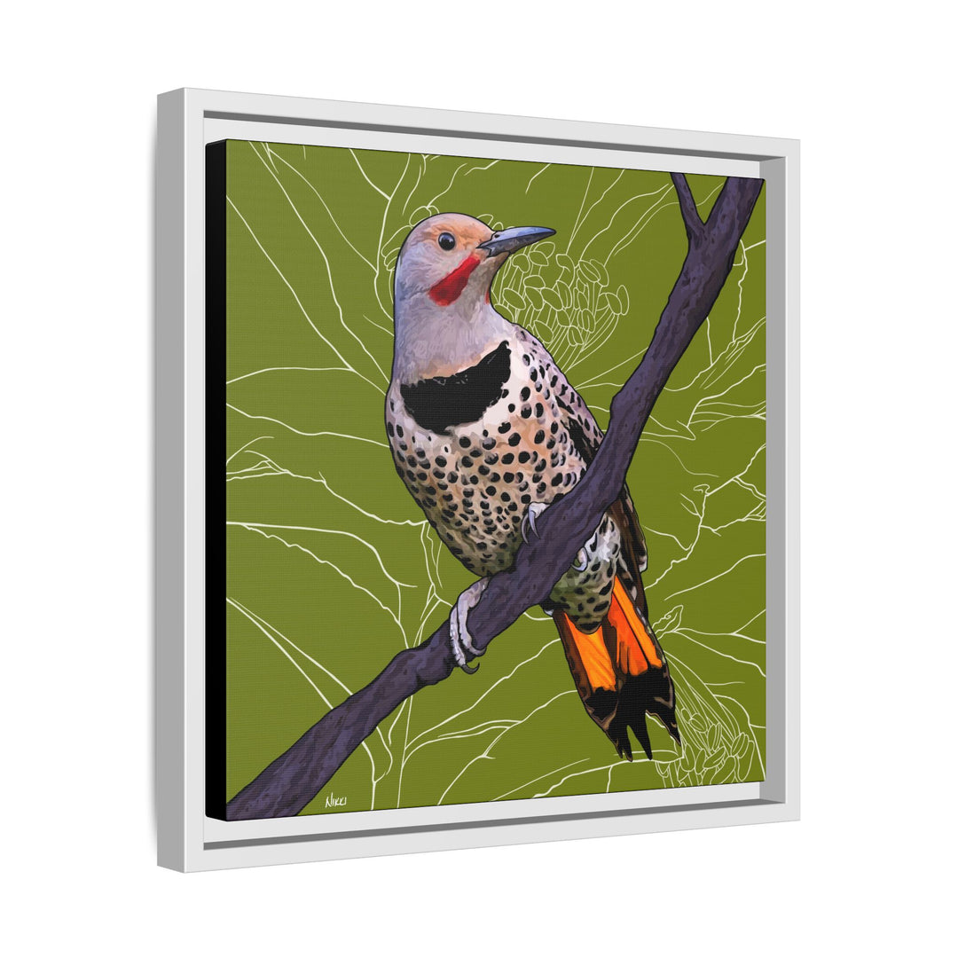Northern Flicker (Yellowhammer): Alabama State Bird: — Framed Canvas Print Wall Art