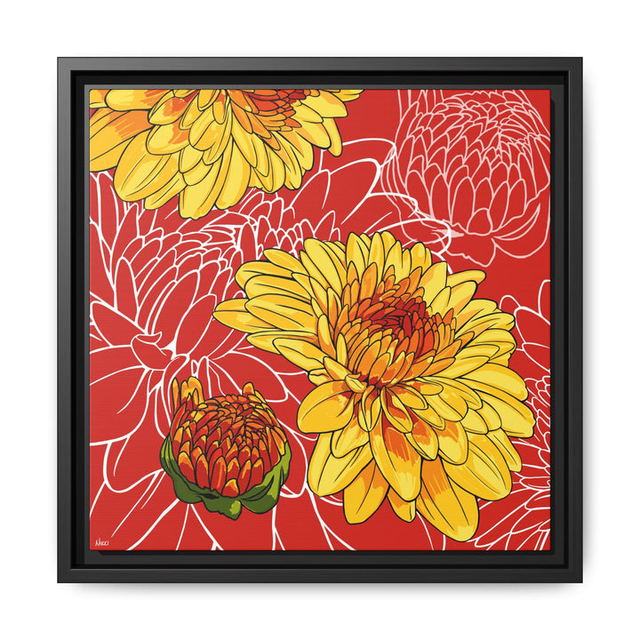 Chrysanthemum: November Birth Month Flower — Framed Canvas Print Wall Art