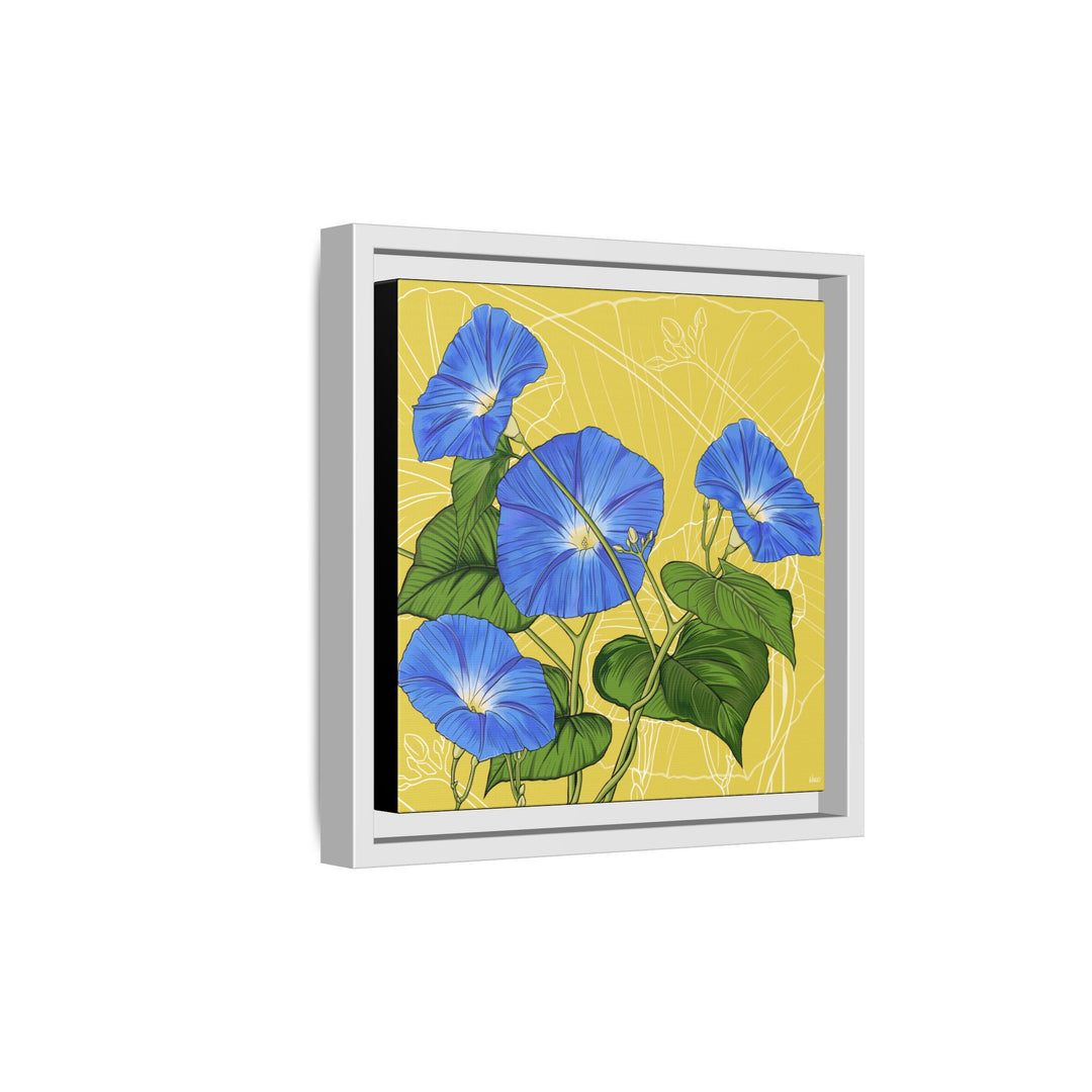 Blue Morning Glory: September Birth Month Flower — Framed Canvas Print Wall Art