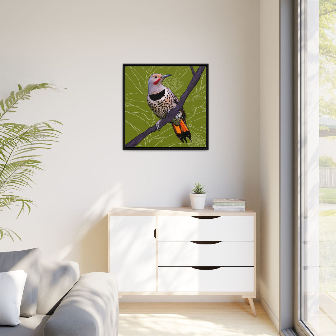 Northern Flicker (Yellowhammer): Alabama State Bird: — Framed Canvas Print Wall Art
