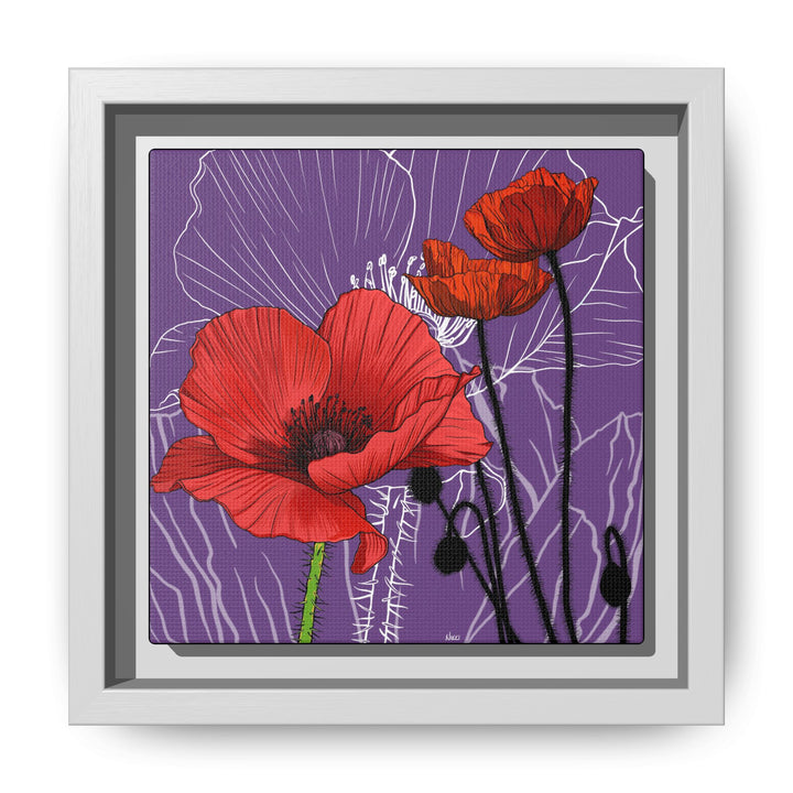 Poppy: August Birth Month Flower — Framed Canvas Print Wall Art