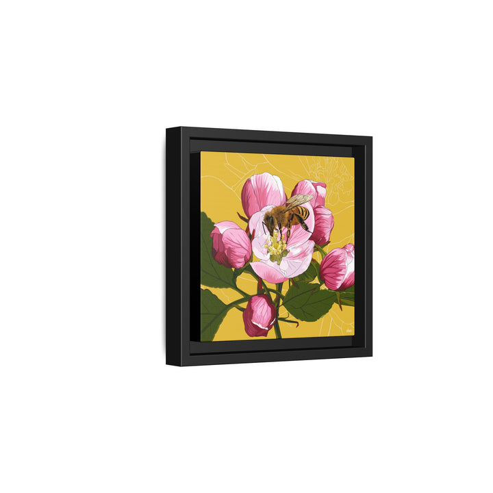 Apple Blossom & Honeybee Framed Canvas — Arkansas State Flower Wall Art