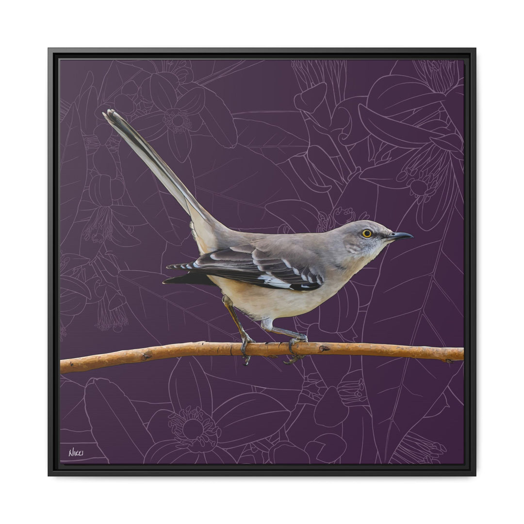 Northern Mockingbird: Florida State Bird — Framed Canvas Print Wall Art